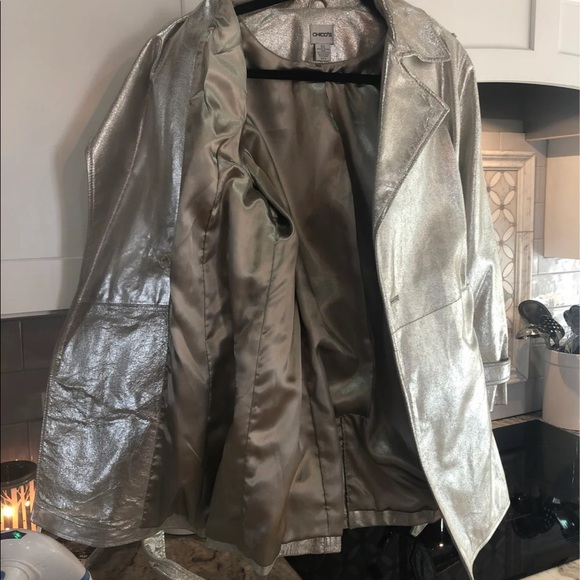 Chico’s silver leather jacket size 3 (14-18)